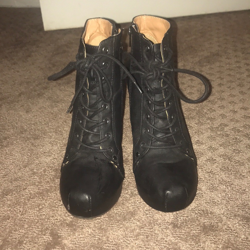 Black lace up booties